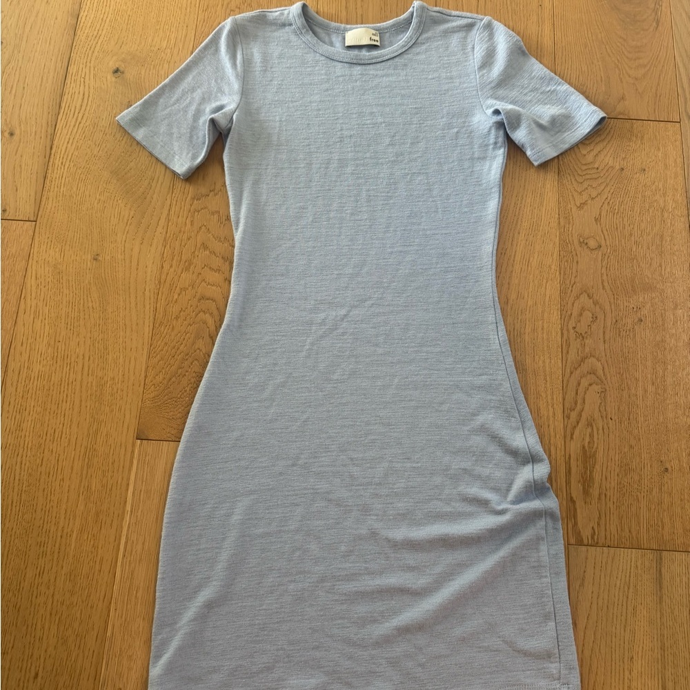 Aritzia Light Blue Ribbed Midi Dress